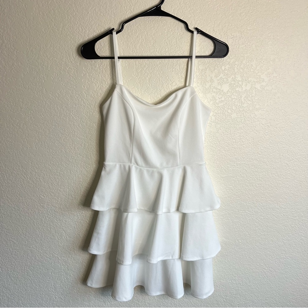 Row A White Tiered Mini Dress